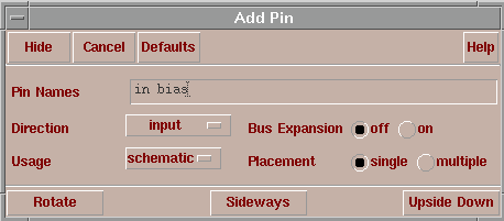 Cadence Add Pin Dialog