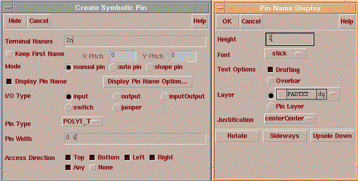 Pin name dialog