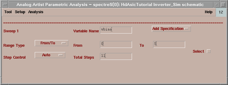 Paramertic Analyse Settings